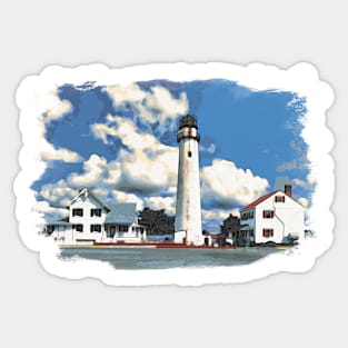 Fenwick Island Lighthouse Watercolor Street View Sticker